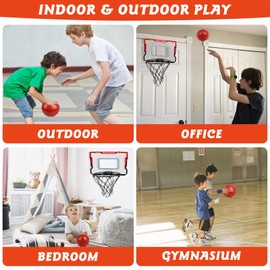 Canuan Basketball Hoop Indoor, Over The Door Basketball Hoop, Mini Basketball Hoop with 2 Balls & Complete Basketball Accessories, Indoor Basketball Hoop for Kids & Adults