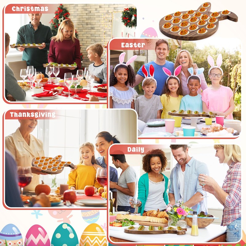 Cinnvoice 2 Pcs 15x10inch Easter Deviled Egg Platter Easter Egg