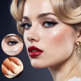 LXUEJIE 5 Sheets Face Gems Face Jewels Stickers, Face Rhinestones Star Heart Self Adhesive Hair Gems Face Jewel Stickers for Women Face Eyes Makeup Festival Accessory and Nail Art Decorations