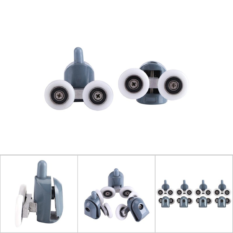Acouto Twin Bottom Top Shower Door Rollers Pulleys Wheels Runners