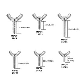 Pack of 88 Wing Screws DIN 316, M4 M5 M6 M8 Wing Screws Carbon Steel Wing Screw, Butterfly Screws, Hand Wing Screws, Wing Bolts, Wing Thread for Wing Nuts (88 Silver)