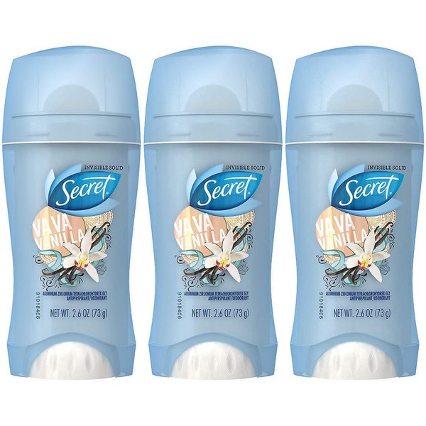 Secret Scent Expressions Va Va Vanilla Invisible Solid Antiperspirant & Deodorant, 2.6 Ounce (Pack of 3)