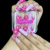 Handmade Press On Nails, Medium Long Square, 3D Floral Design,