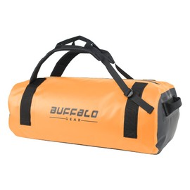 Buffalo Gear 50L Waterproof Dry Bag with Airtight Zipper Backpack Duffel Bag for Travel, Motorcycling, Cycling, Hiking, Camping (Orange)
