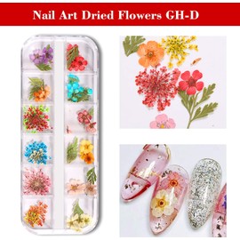 Genérico 1 Caja de Flores secas Mixtas para decoración de uñas, calcomanías Florales Naturales 3D para decoración de uñas, joyería, Esmalte de Gel UV, manicura