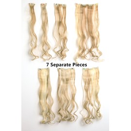 SWACC Women 20 Inches Curly Full Head 7 Separate Pieces Heat Resistance Synthetic Hair Clip in Hair Extensions (Grey)