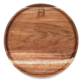 YANGQIHOME Round Wood Tray, Acacia Wooden Serving Tray, Serving Platter, Appetizer Charcuterie Board, Tray Organizer for Kitchen/Countertop, 13.8 x 13.8 x 0.8 inch
