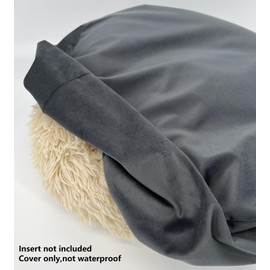 EechicSpace Elastric Round Dog Bed Replacement Cover Washable Easy Clean Not Waterproof 42 Inch Grey Velvet