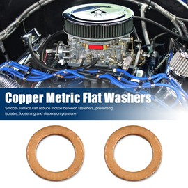 sourcing map Pack of 50 Copper Washers Copper Seal Flat Sealing Rings for Car 6 mm