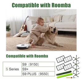 Kit de Piezas de Repuesto Compatible Con iRobot Roomba s9 (9150) s9 Plus (9550) Serie S,con 1 juego de Goma multisuperficial, 3 cepillos de barrido...