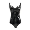 TZMAPU Women's Piece Halter Jumpsuit Faux patent Leather Leotard Bodysuit