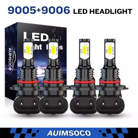 AUIMSOCO 9005 9006 Combo LED Headlight Bulbs Ultra Bright White Hi/Low Pack of 4