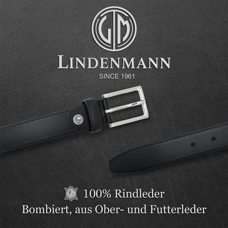 LINDENMANN Men's Full Leather Belt Made of Cowhide Leather, 30