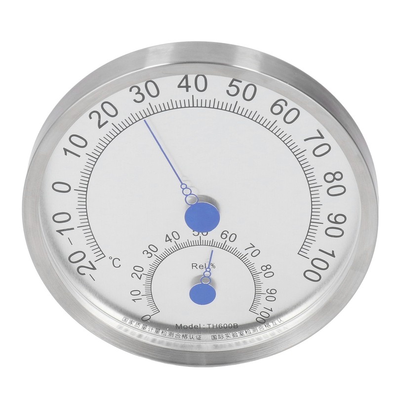 Round Thermometer Stainless Steel Waterproof Heat Resistant Thermometer Hygrometer for