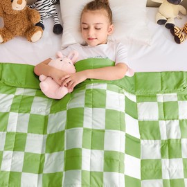 yescool Weighted Blanket 3 Pounds Checkered Weighted Lap Blanket, Green Heavy Blanket for Sleeping, Washable Weighted Throw Blanket Weighted Comforter for 20-40lbs, 36"x48"