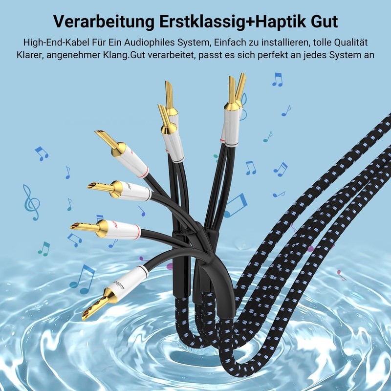 Tertullus 1 Pair of High-End Speaker Cable OFC Silver-Plated with