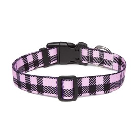 Mercano Adjustable Dog Collar - Special Design Patterns, Soft Nylon Comfortable Durable Pet Collar for Small Medium Large Dogs (M, Purple Plaid)