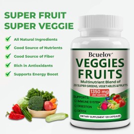 BCUELOV Organic Fruit Vegetable Supplement Gut Flora Boost Metabolism 120 Capsules US