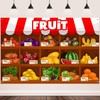 FHZON Fruit Supermarket Backdrop Summer Fruit Exhibition Harvest Season Strawberry