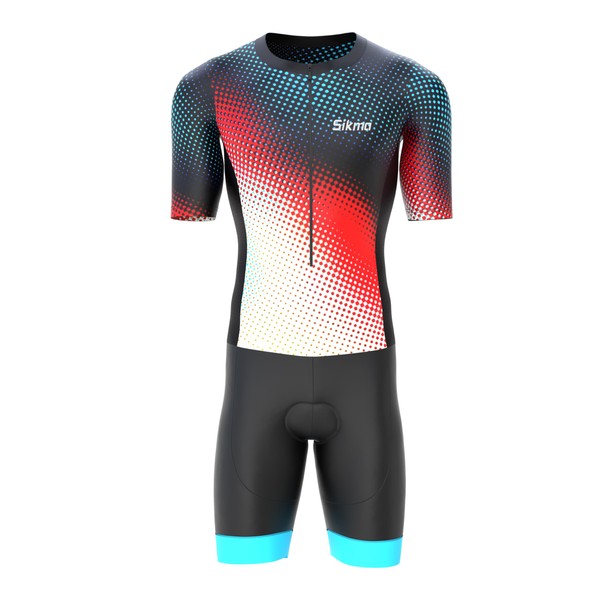 Sikma Men’s Half Sleeve Trisuit Breathable Mesh Triathlon Padded Suit