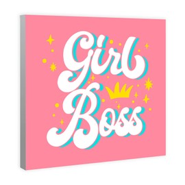 Edenpack Inspirational Quote Canvas Wall Art Motivational Quote Framed Prints Decor for Bedroom Kitchen Walls Office Hallway Woman Special Occasions Gift (Girl Power Design 1, 8''x8'')