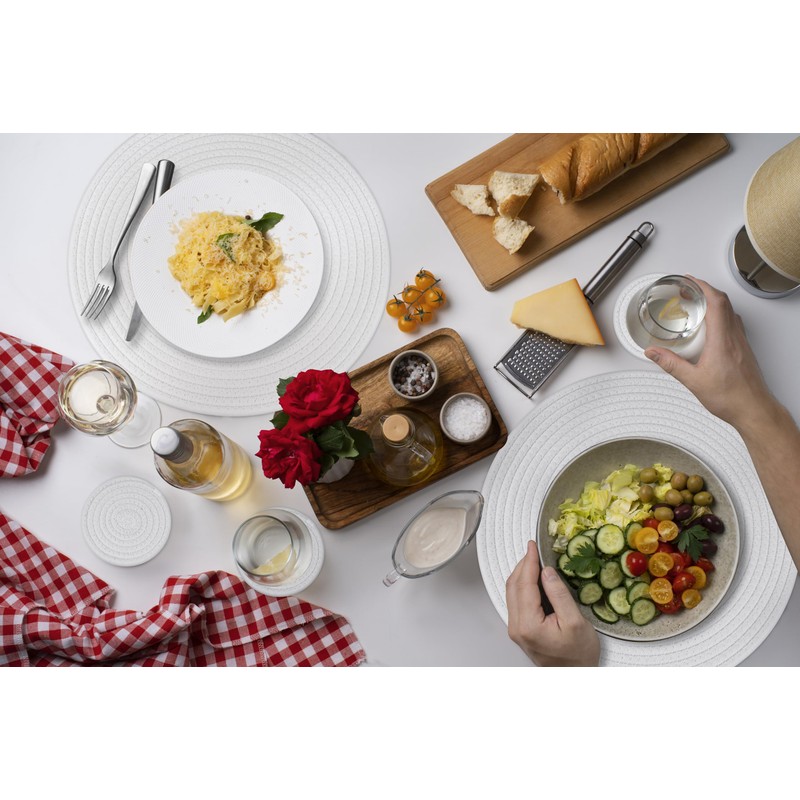Woven Cotton Rope Round Placemats Set of 4 with Holder