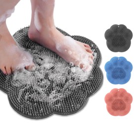 ZenyCblu Shower Foot Scrubber Mat with Non-Slip Suction Cups,Foot Backs Cleaning Pad Back Washer Exfoliating Bath Wash Pad,Foot Scrubber in Shower Men & Women (Grey)