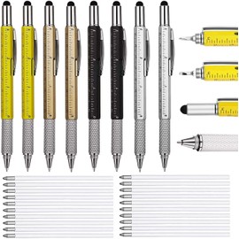 GOOMAND Multi-functional Ballpoint Pen Stylus Pen with Screwdriver Leveler Ruler Multi-Tool Pen Replacement Refill with 20 Pens