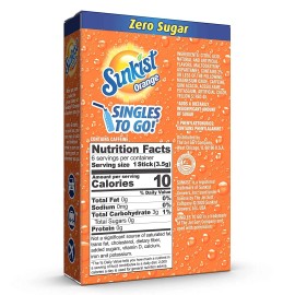 SINGLES TO GO! Sunkist Soda Singles To Go Drink Mix Pack Of 4 Flavored Zero Sugar 24 Servings