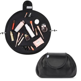 Vavabox Lazy Drawstring Makeup Bags, Large Capacity Waterproof Travel Portable Cosmetic Bag Pouch Makeup Pouch Storage Organiser for Women Girl (Black)