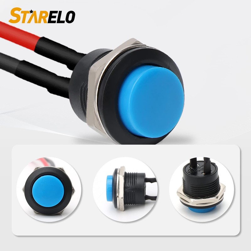 STARELO 10PCS 16mm Round Momentary Push Button Switch SPST 3A
