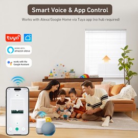 Rollerhouse AM25MEL Smart WiFi Blinds Motor for 1.5''/38mm Tubes - Tuya App Control, Alexa/Google Home, No Hub Needed - Works with Zebra/Roman/Roller Shades - 110-240V AC Plug-in, Ultra Quiet (30dB)