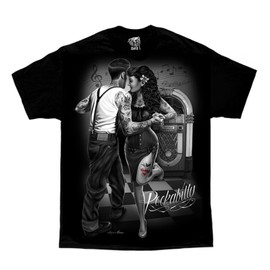 Rockabilly Jukebox Greaser Punk Tattoo David Gonzales DGA Art Men's T Shirt XX-Large Black