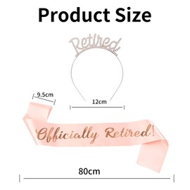 Retirement Decorations,Happy Retirements Party Tiara Crown and Sash Set Decoration Officially Retired Banners Badge Leaving Headband Sashes,for Women Birthday Farewell Supplies(Rose Gold Lettering)
