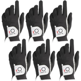Golf Gloves Men's Set of 6, Suede Faux Leather, Fiber Cloth, Mesh Material, Soft, Breathable, Quick Drying, Abrasion Resistant, Machine Washable, Velcro, Multi-functional, All-weather, Tear-resistant