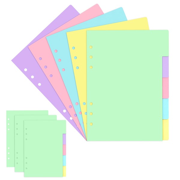 40 Pieces/8 Sets A5 Folder Dividers 6 Holes Loose Leaf