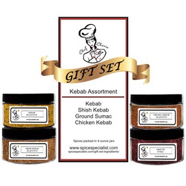 Kebab Spice Assortment Set by Chef Cherie - Includes 4 different Seasonings - 1 each of Kebab Seasoning, Shish Kebab Seasoning, Chicken Kebab Seasoning, and Ground Sumac