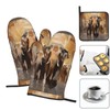 Asian Elephants Print Kitchen Baking 3 Piece Set, Scald Resistant