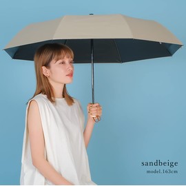 Vita Felice vnsz-619z Women's Folding Parasol for Rain or Shine, Automatic Opening/Ribs, 21.7 inches (55 cm), sand beige