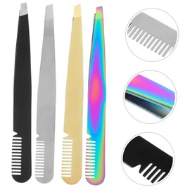 OHPHCALL 4pcs Eyebrow Tweezers Precision Plucker for Facial Hair Removal Ergonomic Grip Design for Women for Travel and Gifting Includes and Tweezers