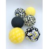 Black Yellow White Daisy fabric wrapped balls- spring summer flower