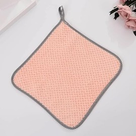 Hanging Cleaning Kitchen Towels Microfber Washcloths Reusable Dishtowels Household Super Absorbent Fast Drying, Microfiber Cleaning Cloth，10x10 Inch Flesh Pink Towels Set of 8