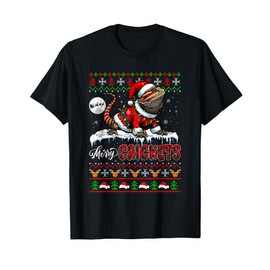 Merry Christmas Crickets Santa Bearded Dragon Lover Sweater T-Shirt, black