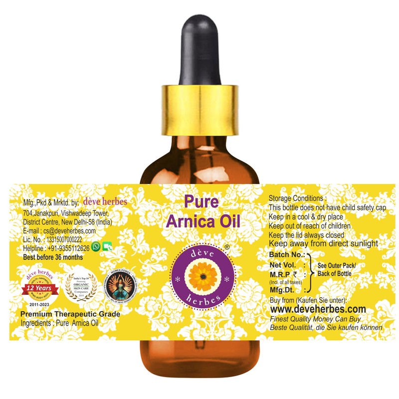 Deve Herbes Pure Arnica Oil with Glass Dropper 15ml (0.50oz)