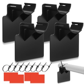 Geelin 4 PCS Swimming Pool Pipe Holders Fits 1.5'(MAX) Water Above Ground Swimming Pool Water Hose Support Brackets, Prevent Pipe Sagging Accessory, with 4 Tapes & 8 Cable Ties (Black)