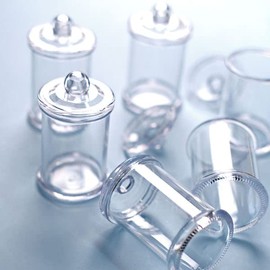 Tableclothsfactory 12 Pack | 3.5" Plastic Candy Jars, Disposable Favor Goodie Containers with Clear Lids