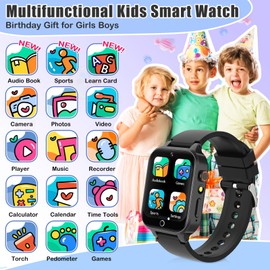 Zeacool Kids Smart Watch, Smart Watch Toys with 39 Games, Camera Video Recorder Music Alarm Calculator Calendar Pedometer Stopwatch Flashlight Gift Toys for 3-12 Years Old Boys and Girls (Black)