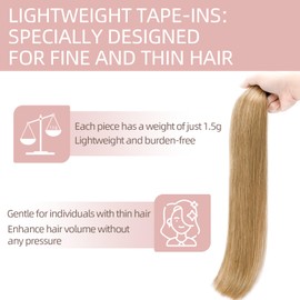 20 Pcs 100% Real Remy Human Hair Extensions Tape in Skin Weft Hair Extension 22" #27 Dark Blonde Straight 30g/Set