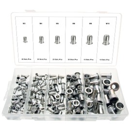 Rivet Nut Assortment Blind Rivet Nut Set Stainless Steel / Flat Head Thread Inserts M3 M4 M5 M6 M8 M10 150 Pieces