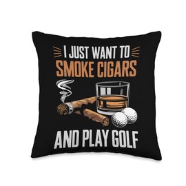 I Just Want To Smoke Cigars and Play Golf Retirement Plan Throw Pillow